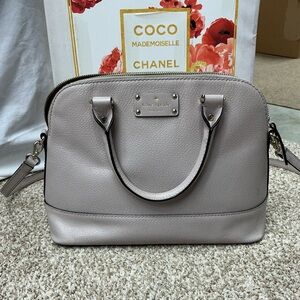 kate spade pebble leather satchel in blush taupe